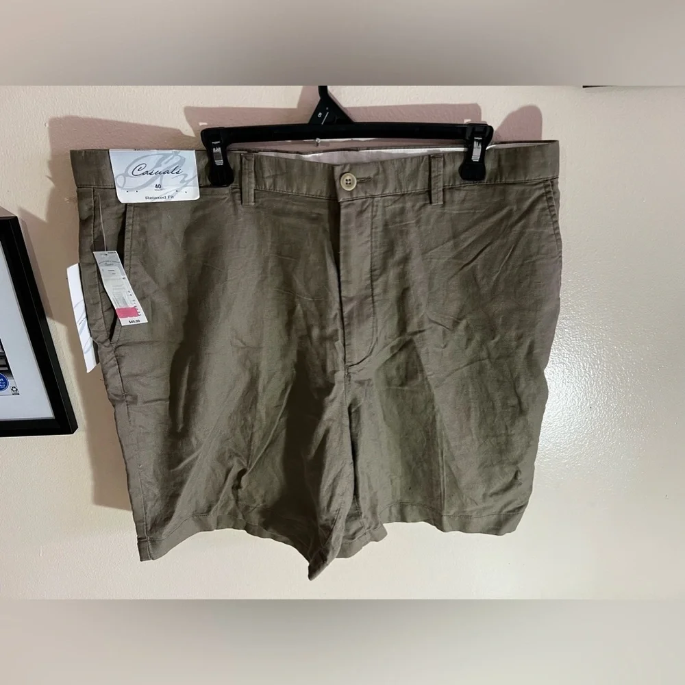 Casuals Roundtree & Yorke Size 40 Waist RELAXED FIT Brown Cotton New Mens Shorts